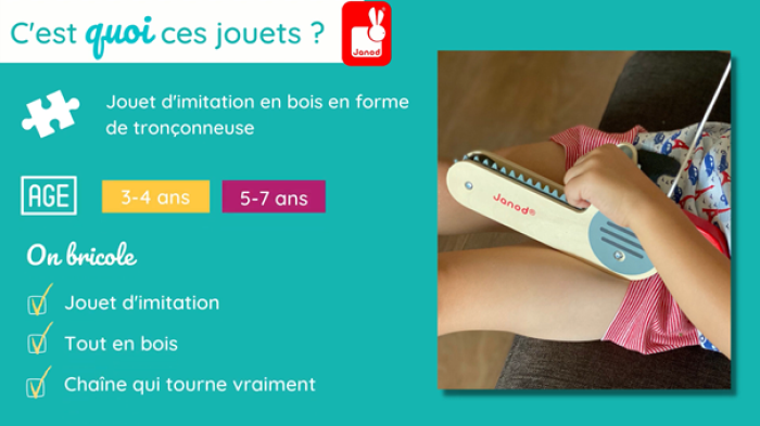 Tronçonneuse jouet d'imitation en bois - Outil pour enfant Janod