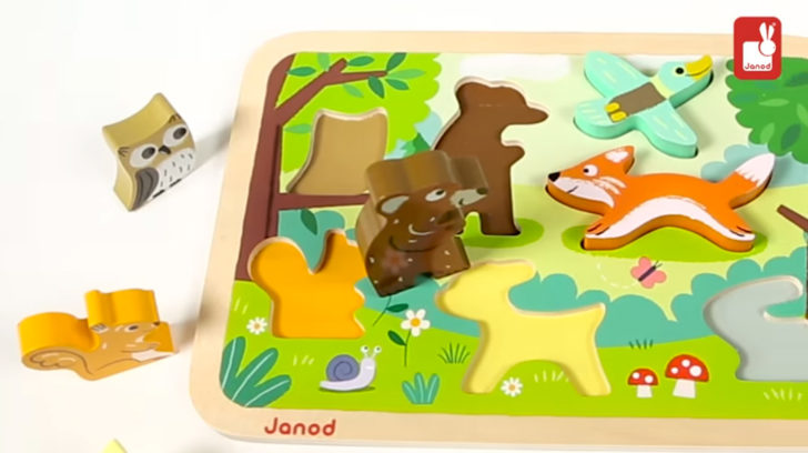 Forest Animals Wooden Chunky Puzzle By Janod, Ages 18 - 36 mo. – Dragonfly  Castle