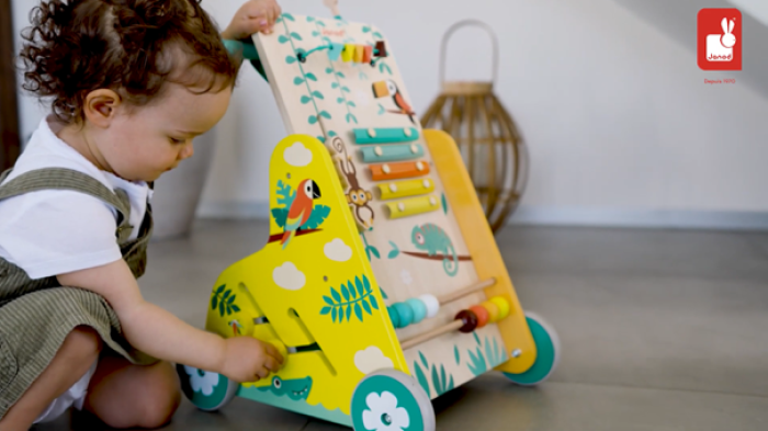 Chariot de marche bébé - bois, jouet 1 an JANOD