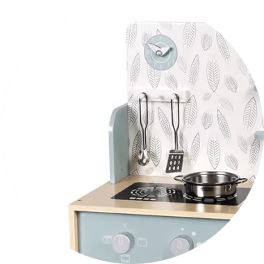 Janod - Cuisine Plume - Cuisinière en Bois pour Enfant - Avec Four, Évier  en Inox, Placard, Boutons et Horloge - Cuisine en Bois Avec 5 Accessoires 