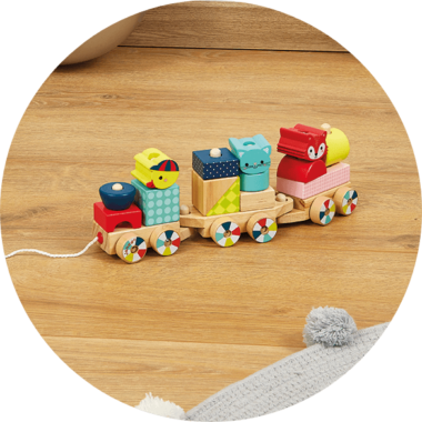 Petit train en bois avec blocs de construction Enfant 1 an GIGGLY