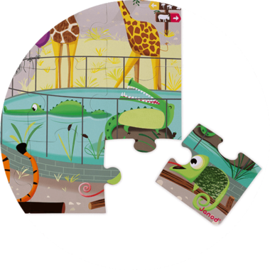 Puzzle tactile Janod - Puzzle Journée au Zoo pour enfant dès 2 ans
