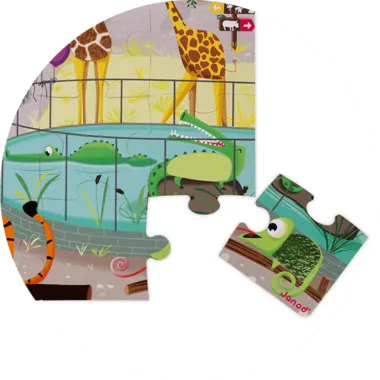 Puzzle tactile Janod - Puzzle Journée au Zoo pour enfant dès 2 ans