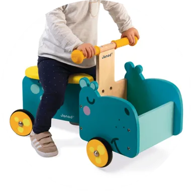 Porteur Hippo - Janod - Jouets 1er âge en Bois. De 1 à 3 ans