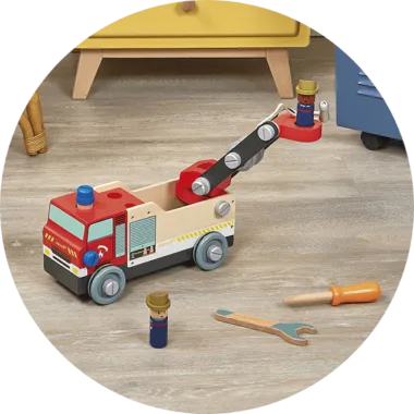 Camion de pompiers en bois - Les Petits Raffineurs