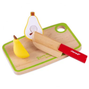 Maxi set fruits et légumes à découper en bois Juratoys : Jeux et